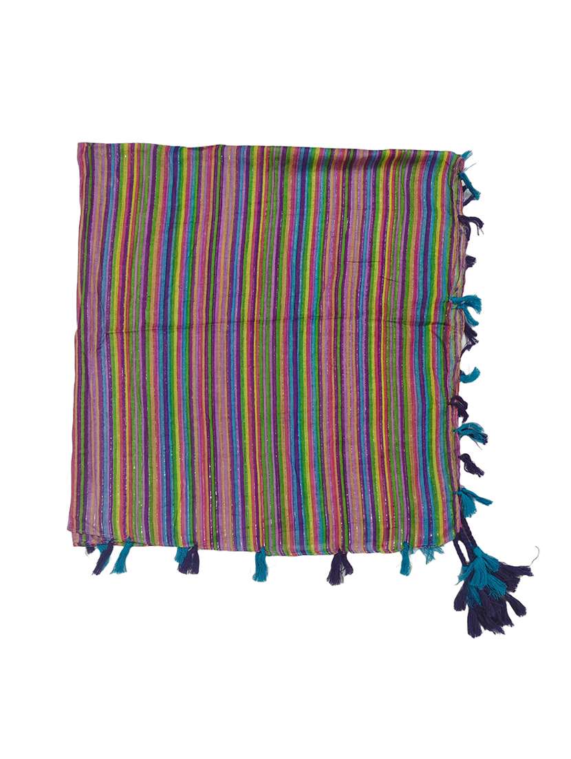 women striped scarf with tassels - 22079966 - Standard Image - 2