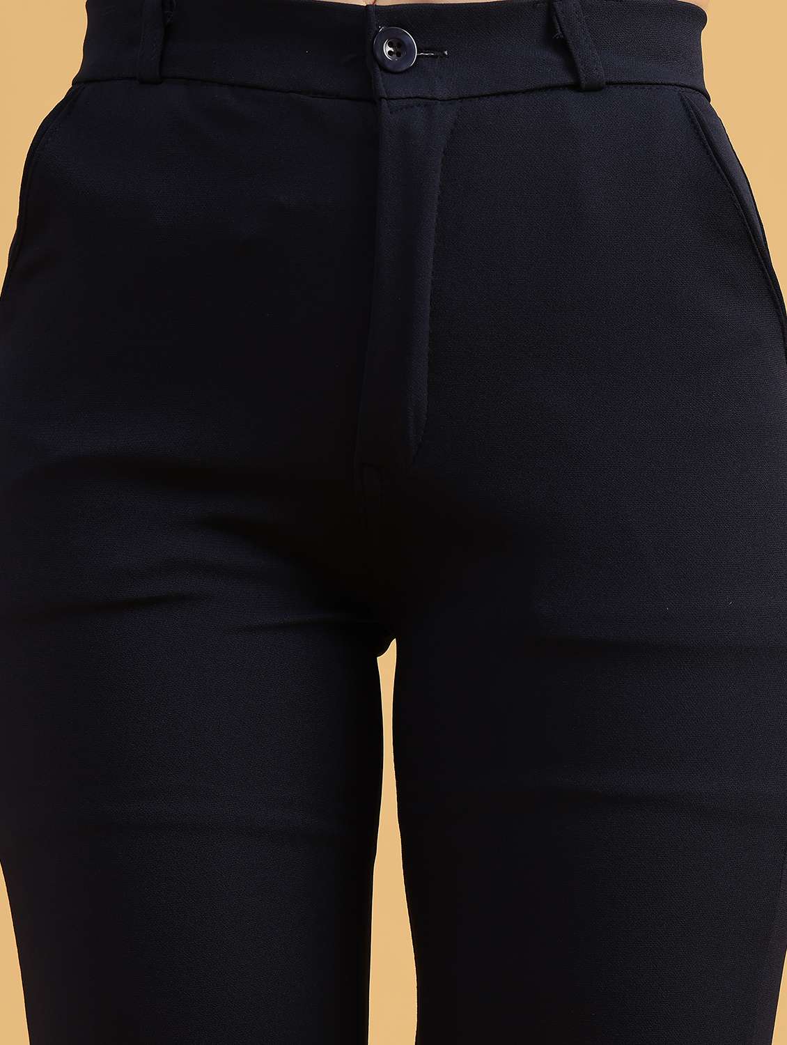 women solid high rise cigarette pants - 22080218 -  Standard Image - 2