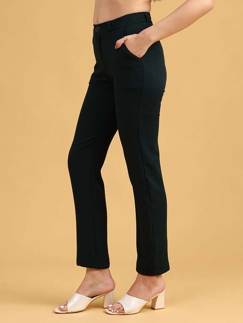 women solid high rise cigarette pants - 22080219 -  Standard Image - 2