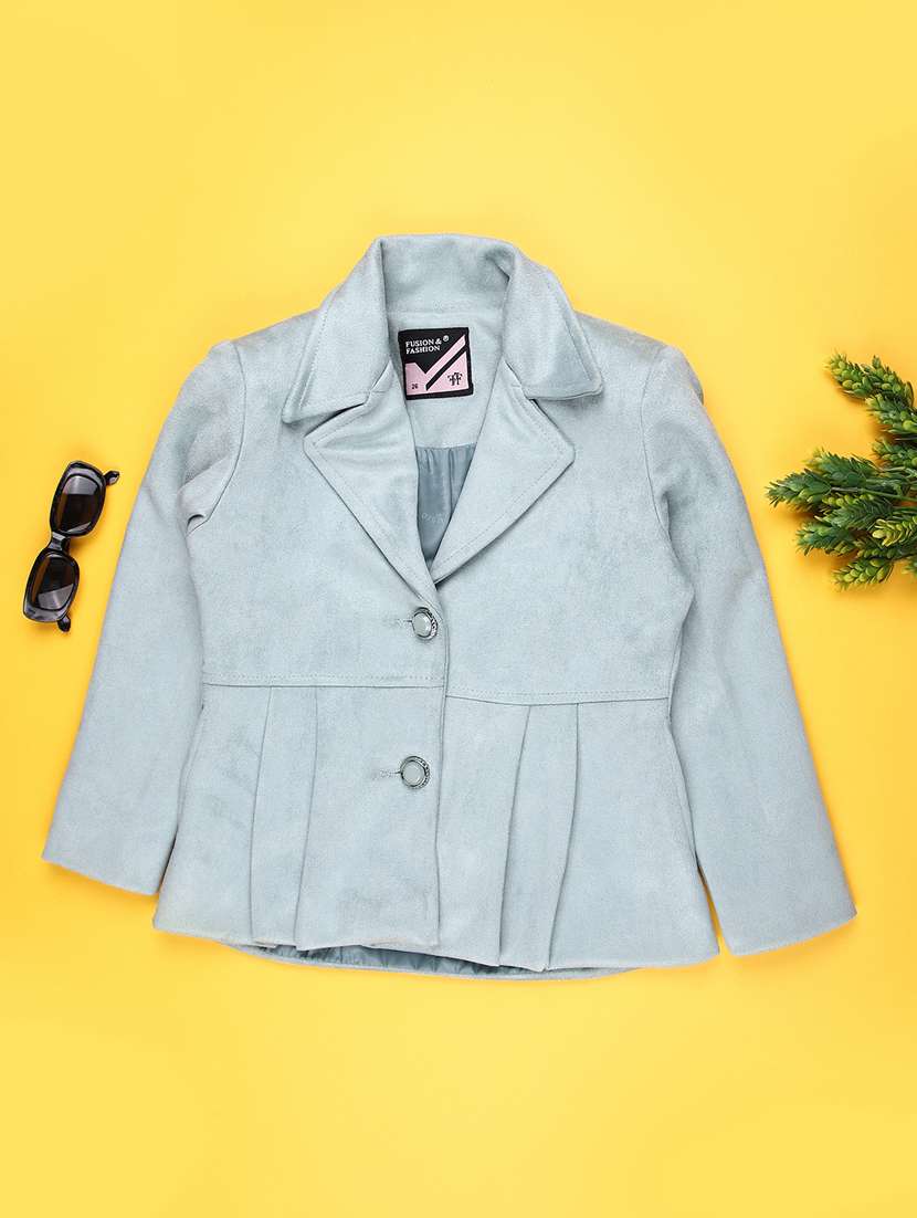 girls solid long sleeve regular blazer