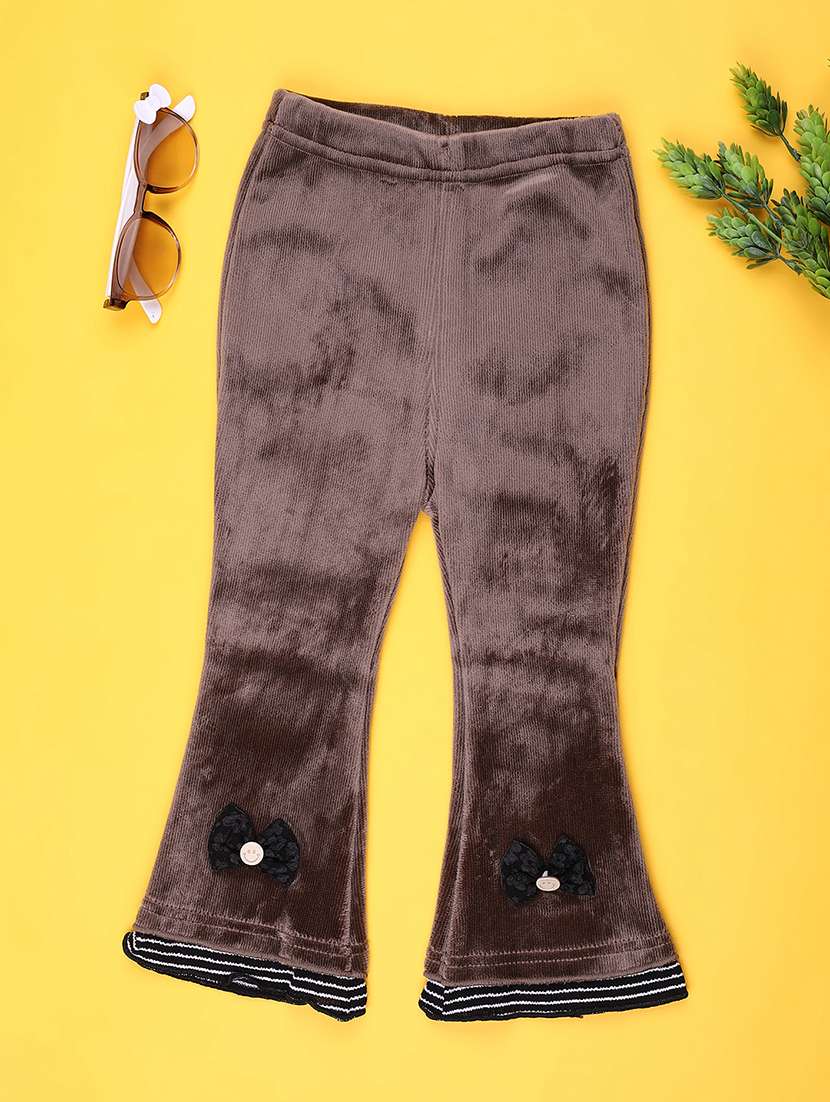 girls solid mid rise pyjama