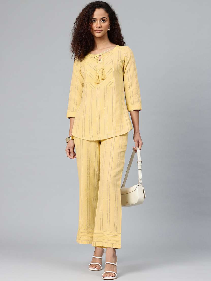 yellow cotton top and trouser set coord
