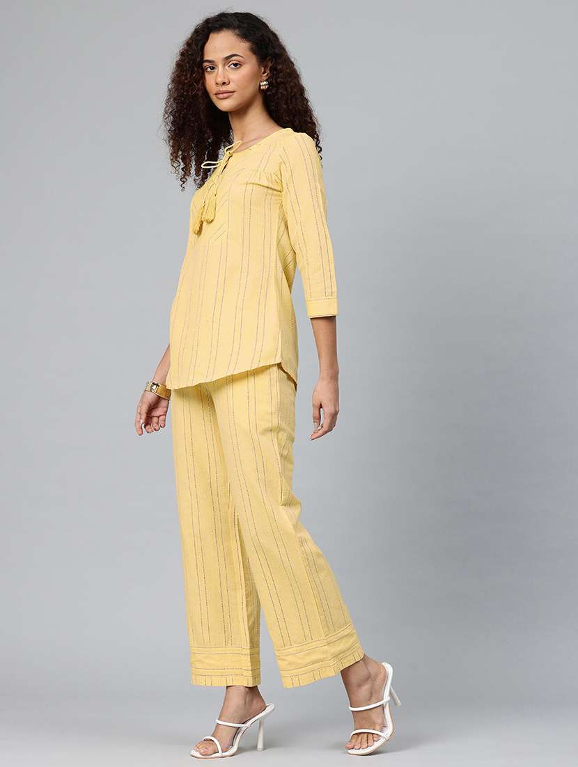 yellow cotton top and trouser set coord - 22080530 - Standard Image - 2