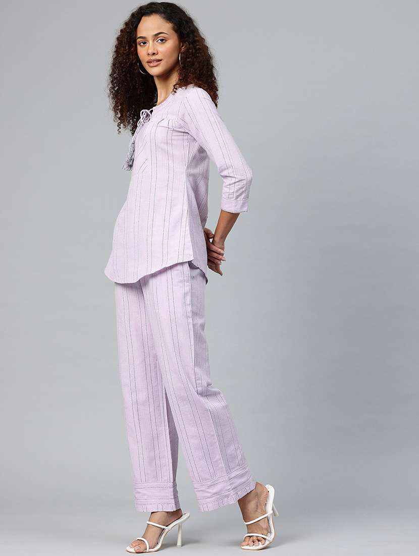 lavender cotton top and trouser set coord - 22080531 -  Standard Image - 2