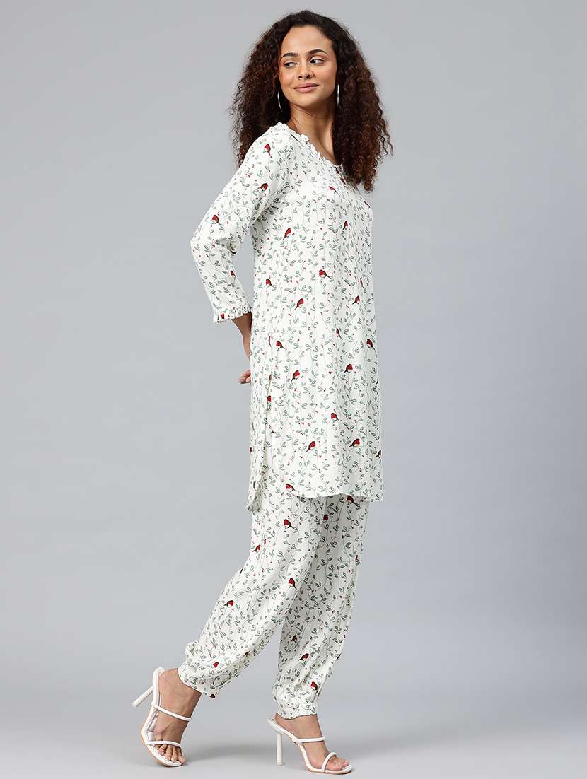 women printed three quarter sleeve co-ord set - 22080532 - Standard Image - 2