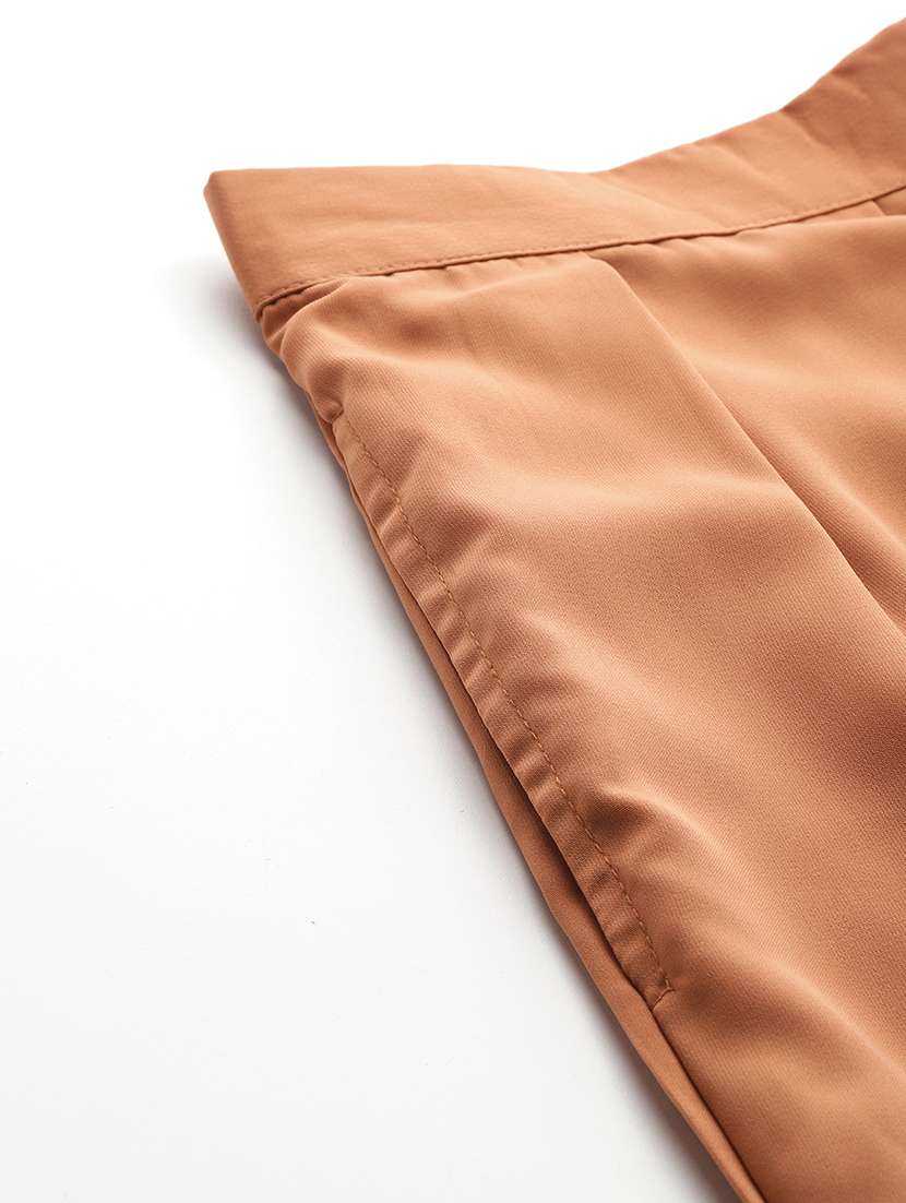 rust polyester top and palazzos set coord - 22080534 -  Standard Image - 7