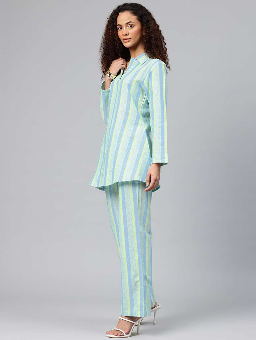 women striped top and trouser co-ord set - 22080540 -  Standard Image - 2