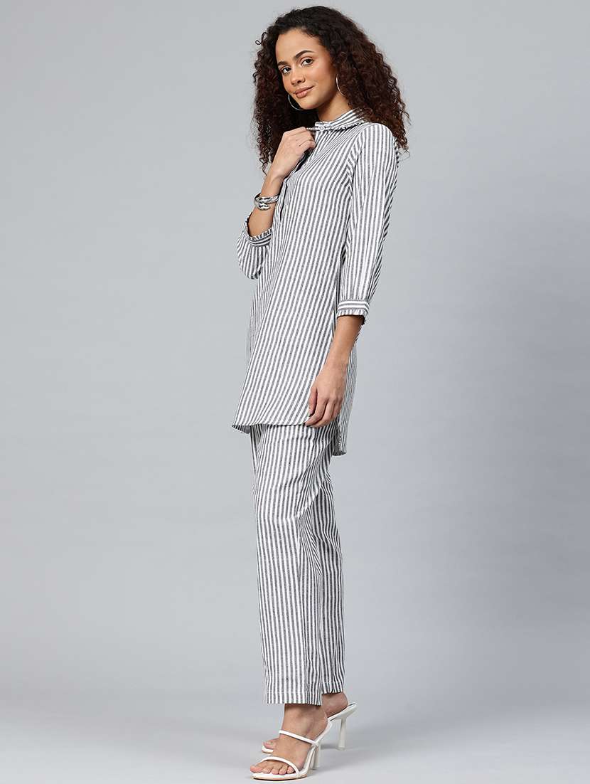 women striped top and trouser co-ord set - 22080541 -  Standard Image - 2