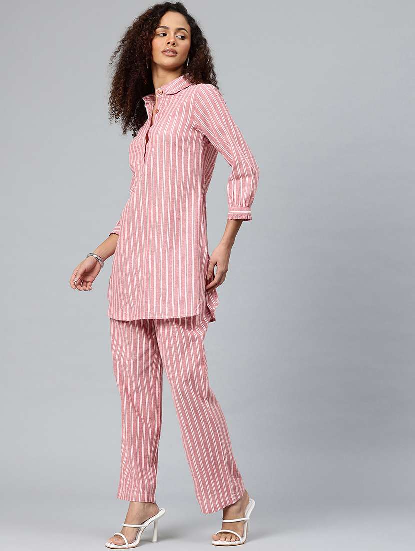 women striped top and trouser co-ord set - 22080542 -  Standard Image - 2