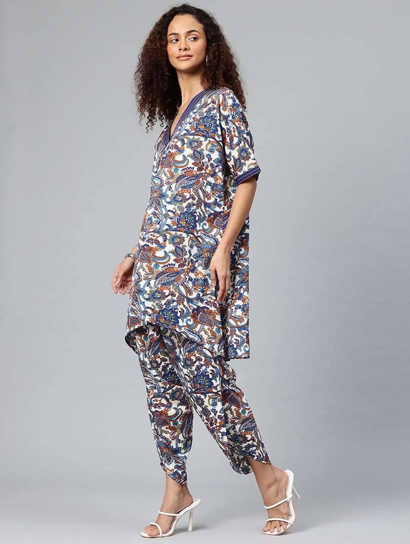 women printed three quarter sleeve co-ord set - 22080549 -  Standard Image - 2