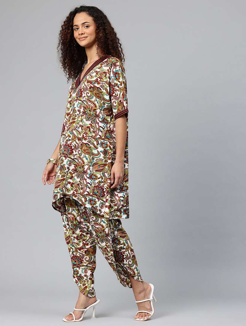 women printed three quarter sleeve co-ord set - 22080550 - Standard Image - 2