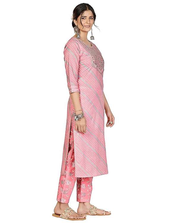 women three quarter sleeve kurta pant with dupatta set - 22080562 - Standard Image - 2