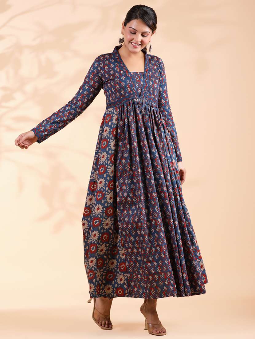 women printed long sleeve flared kurta - 22080572 - Standard Image - 2