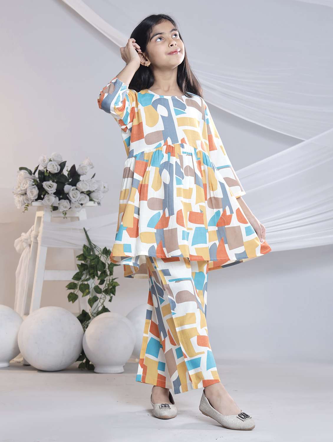 cream cotton suit set - 22080670 - Standard Image - 2