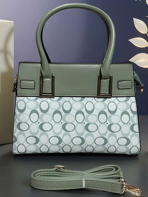 green geometric print handbag with handle - 22080792 - Standard Image - 0