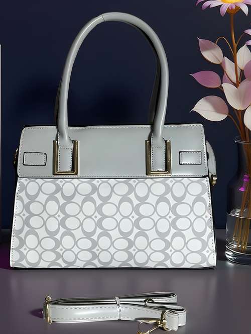 grey geometric print handbag with handle - 22080793 -  Standard Image - 0