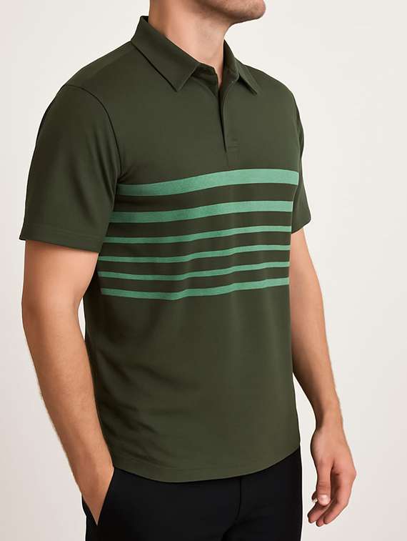 men striped short sleeve regular fit polo t-shirt - 22080916 - Standard Image - 2