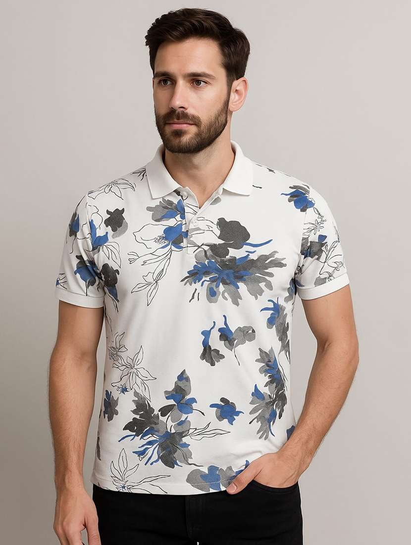 men printed short sleeve regular fit polo t-shirt