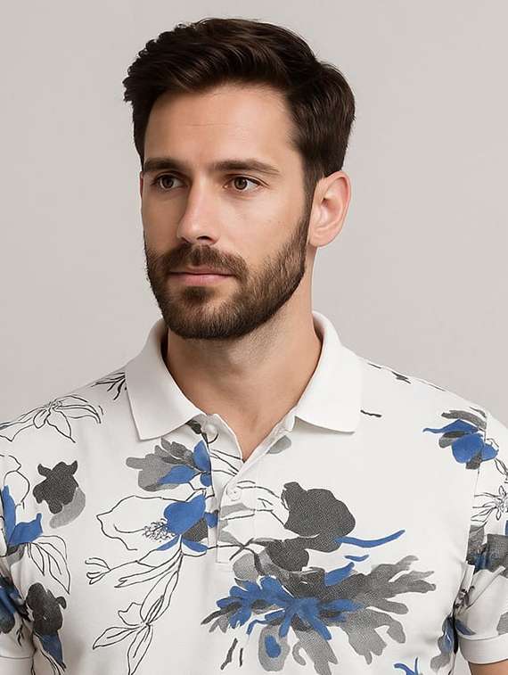 men printed short sleeve regular fit polo t-shirt - 22080918 - Standard Image - 2