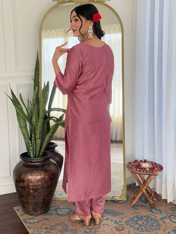 women embroidered three quarter sleeve kurta pant with dupatta set - 22080924 - Standard Image - 2