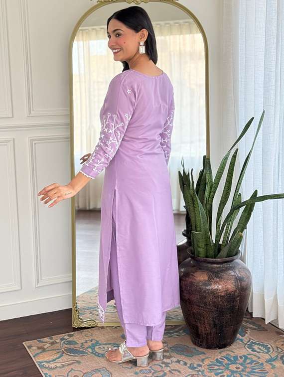 women embroidered three quarter sleeve kurta pant with dupatta set - 22080926 - Standard Image - 2
