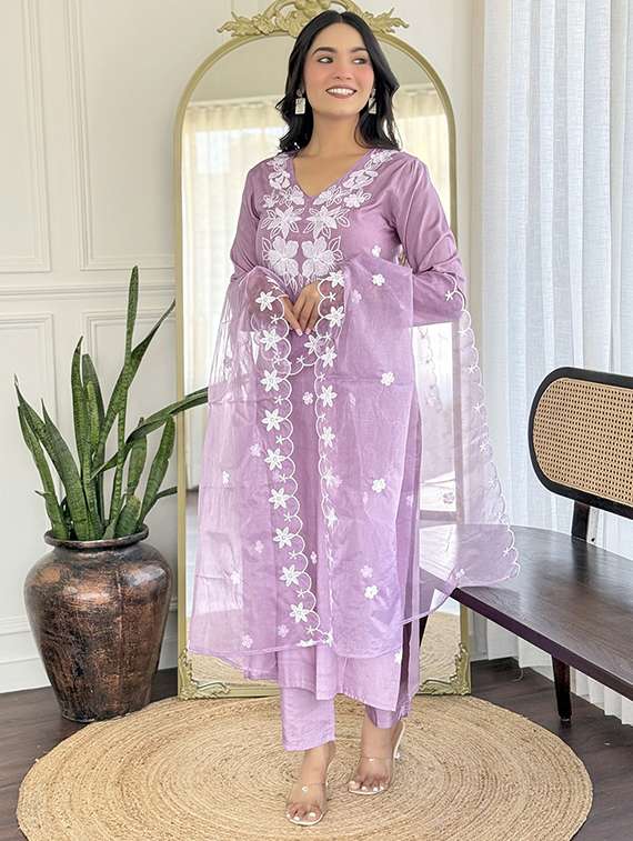 women embroidered long sleeve kurta pant with dupatta set - 22080927 - Standard Image - 2