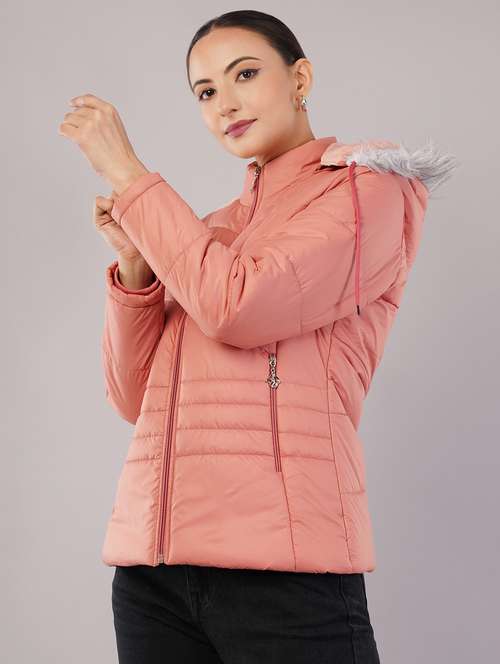 women solid long sleeve hooded quilted jacket - 22080933 - Standard Image - 0