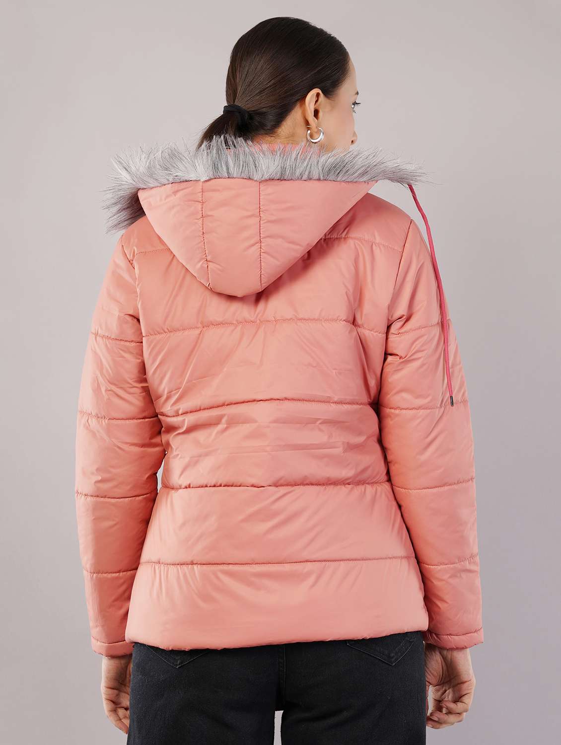 women solid long sleeve hooded quilted jacket - 22080933 - Standard Image - 2
