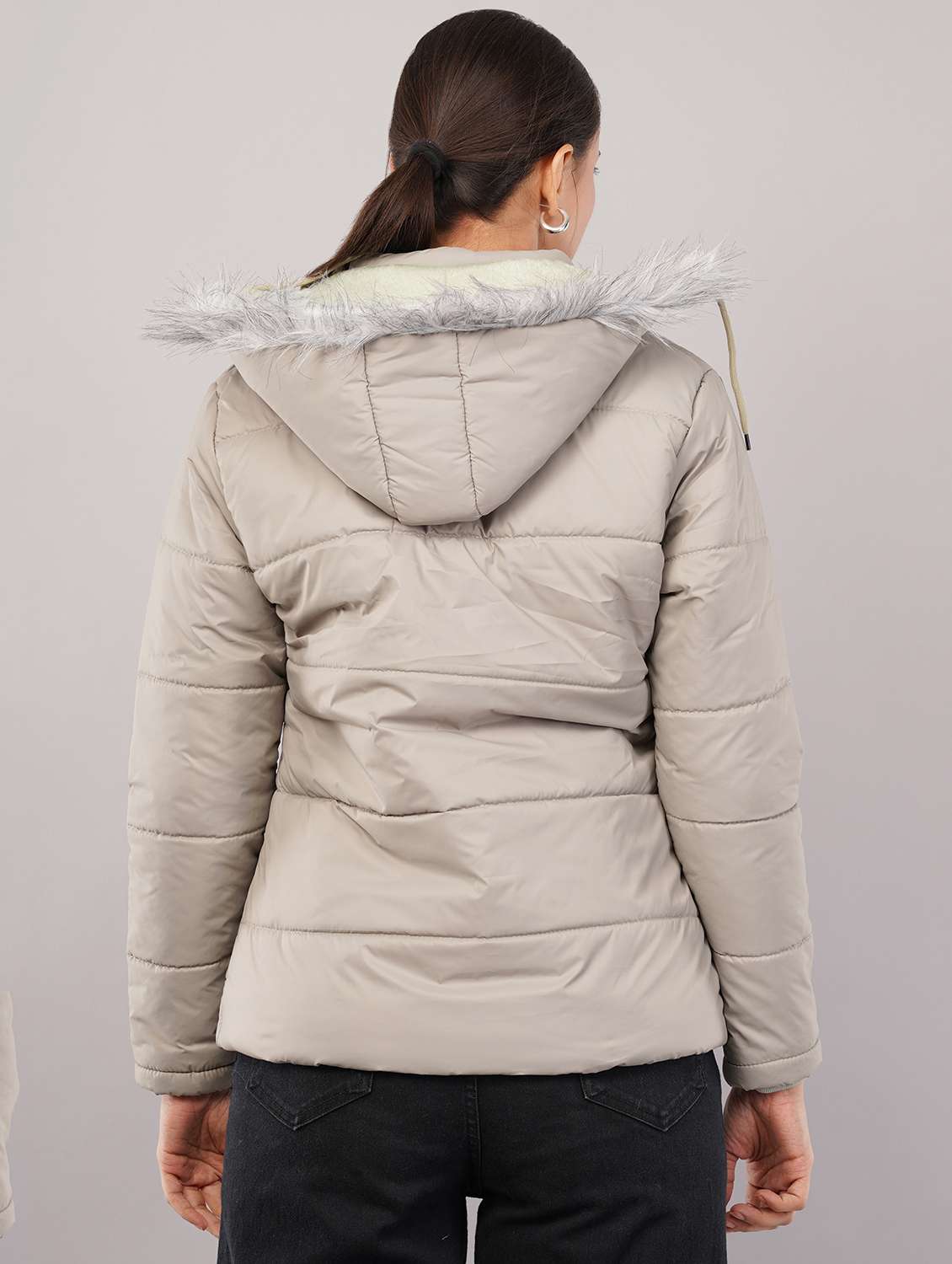 women solid long sleeve hooded quilted jacket - 22080935 -  Standard Image - 2