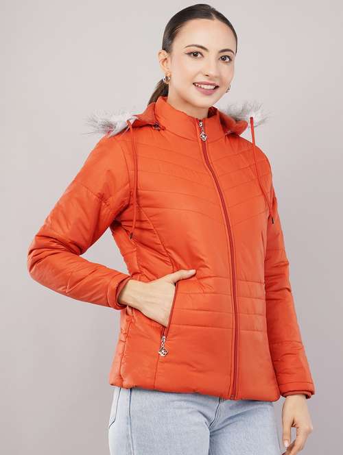 women solid long sleeve hooded quilted jacket - 22080936 -  Standard Image - 0