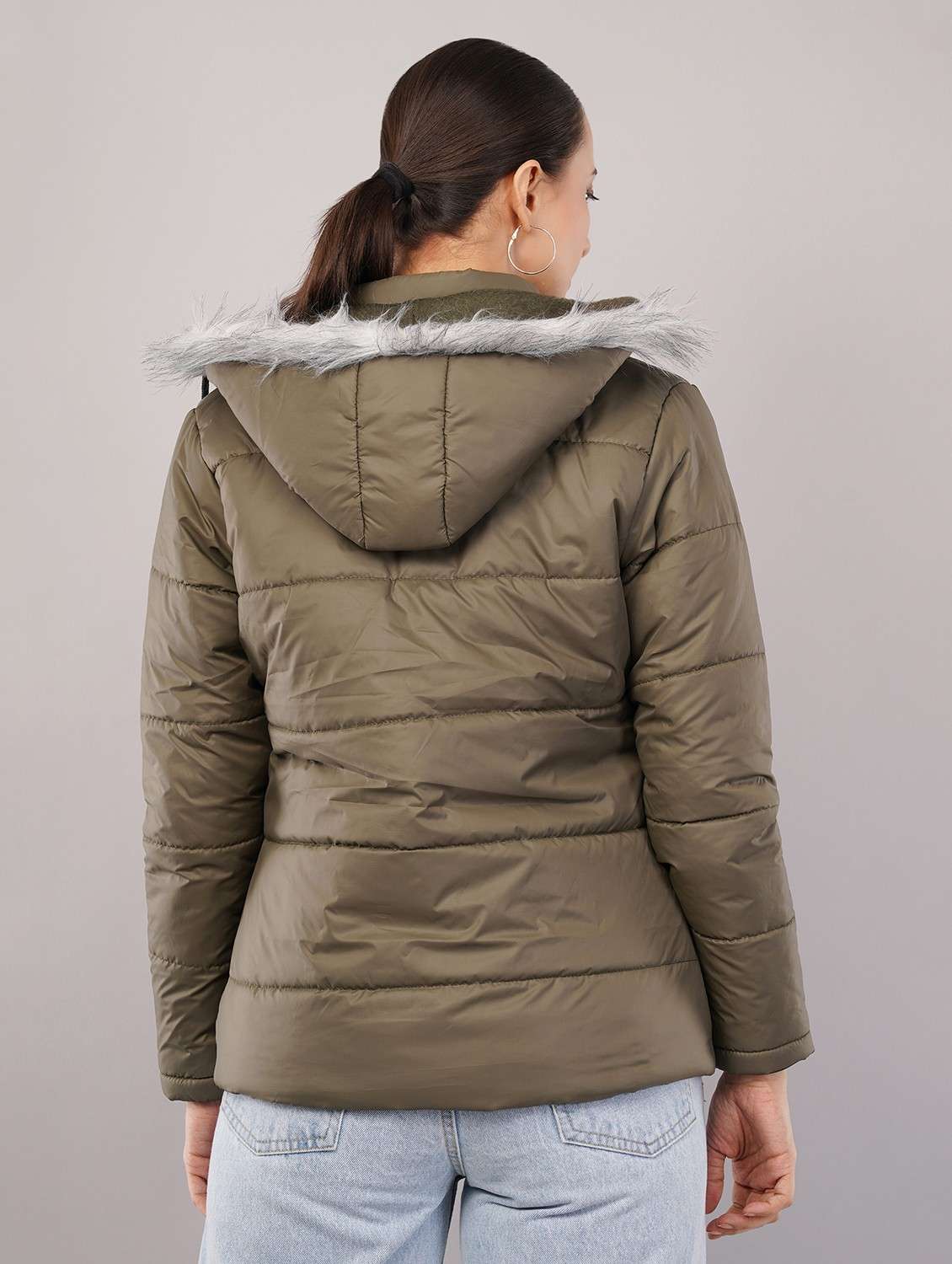 women solid long sleeve hooded quilted jacket - 22080938 -  Standard Image - 2