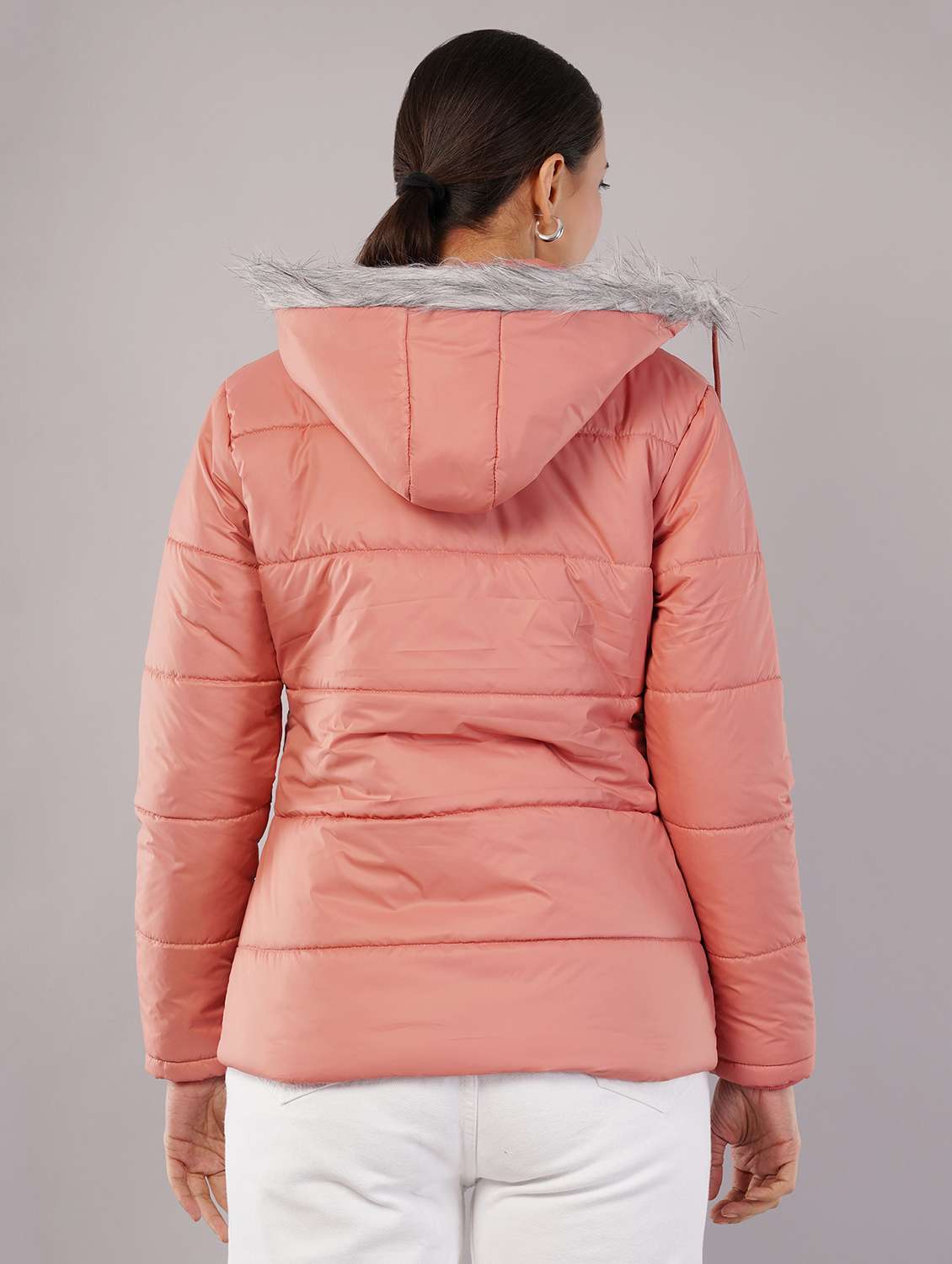 women solid long sleeve hooded quilted jacket - 22080939 -  Standard Image - 2