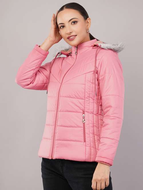 women solid long sleeve hooded quilted jacket - 22080940 -  Standard Image - 0