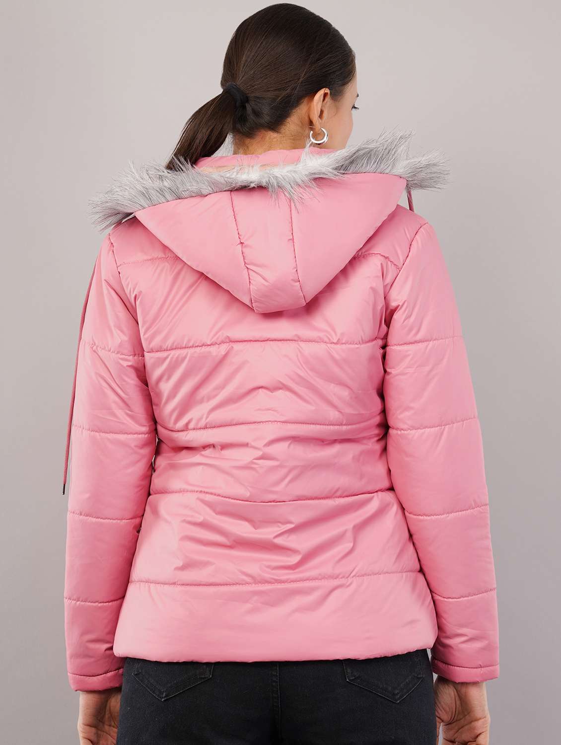 women solid long sleeve hooded quilted jacket - 22080940 -  Standard Image - 2