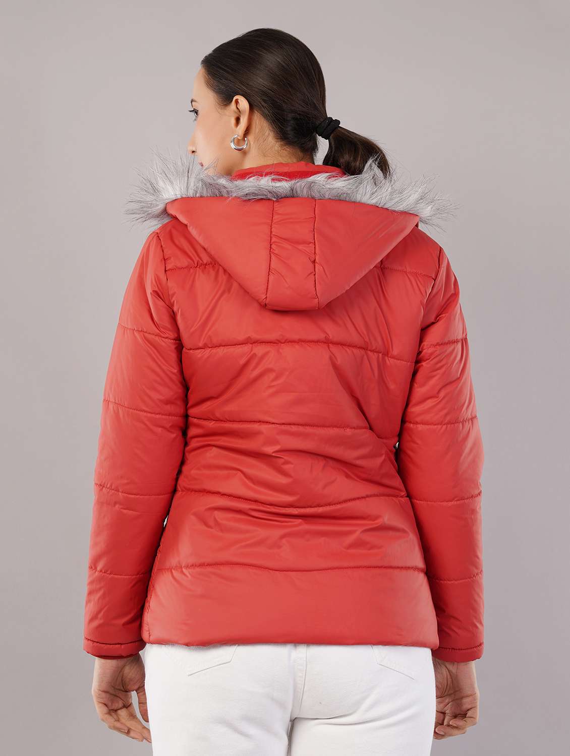 women solid long sleeve hooded quilted jacket - 22080941 - Standard Image - 2