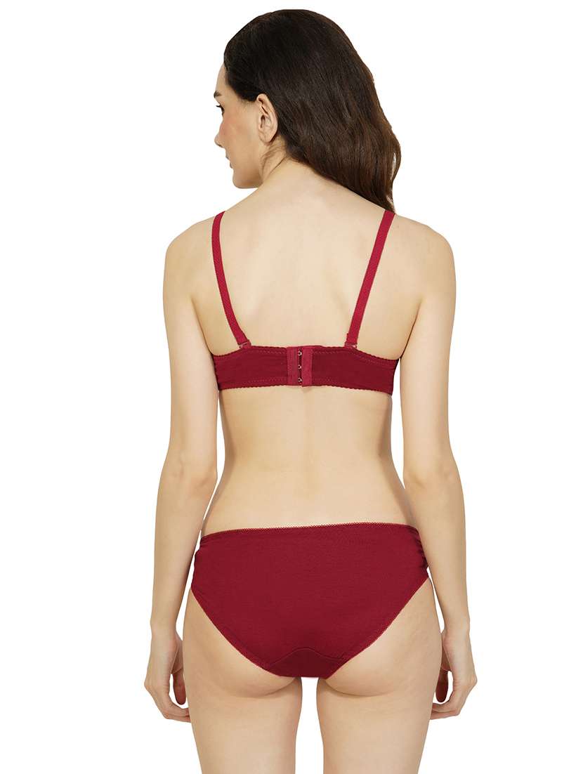 women solid lace bra and panty set - 22080949 -  Standard Image - 2