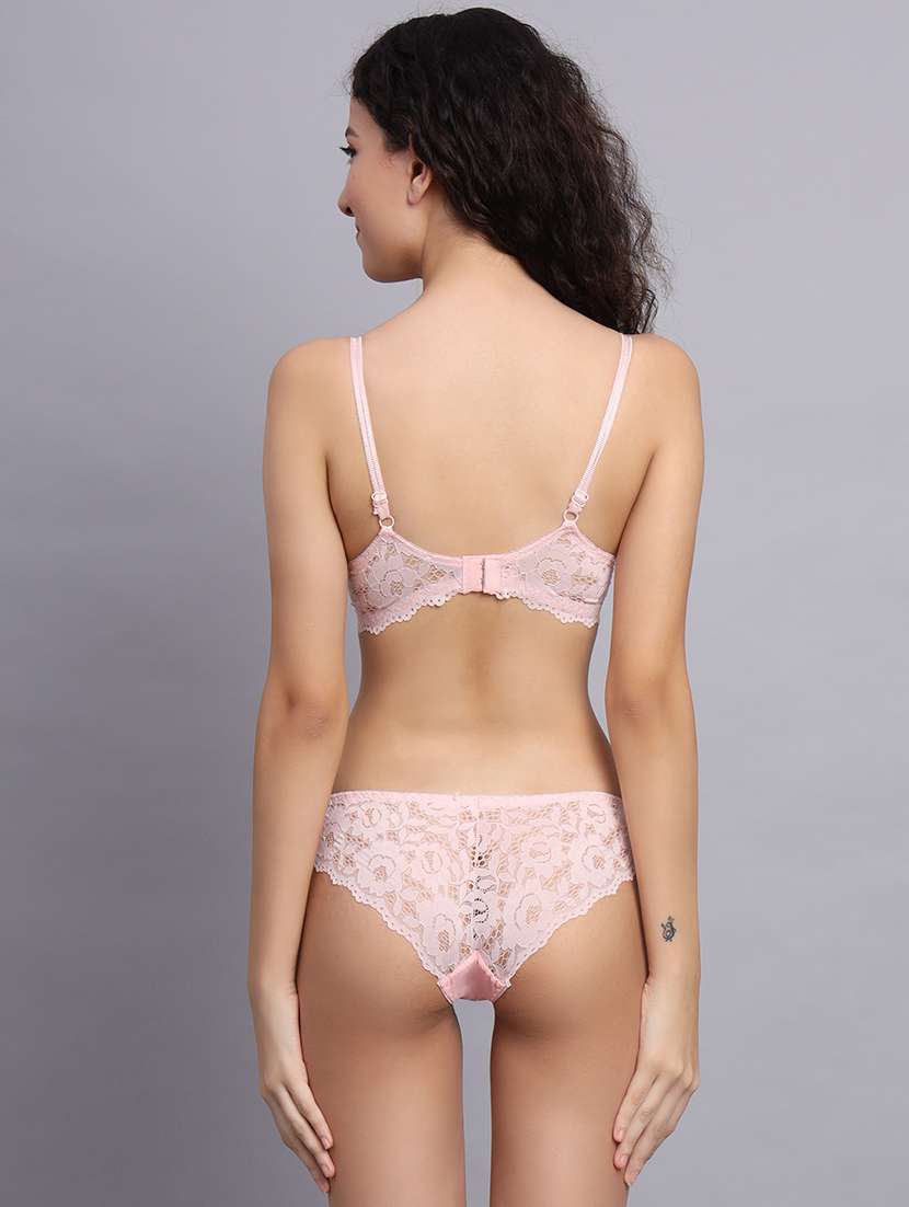 women solid lace bra and panty set - 22080954 -  Standard Image - 2