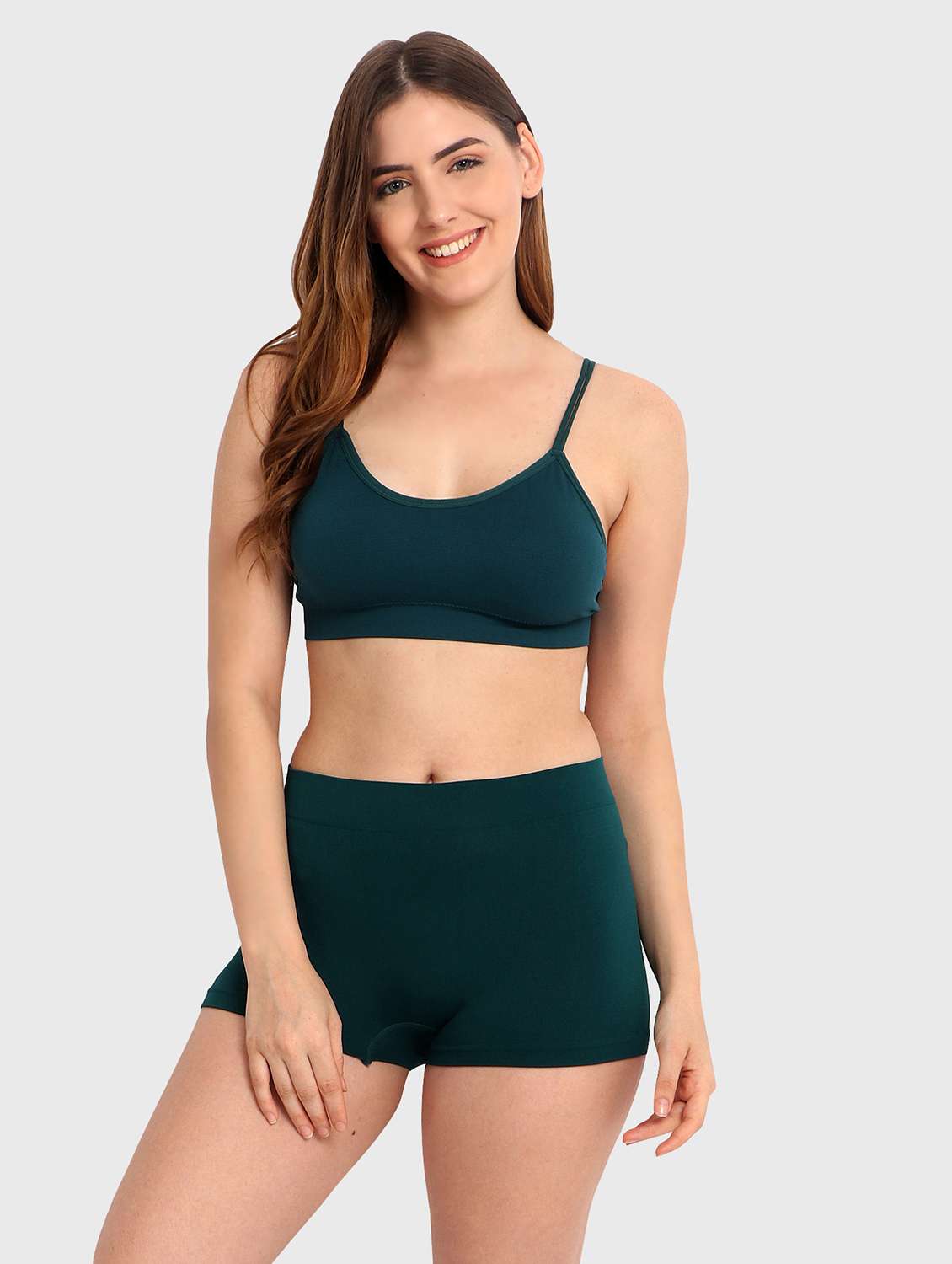 women solid bra and boy shorts set - 22080964 -  Standard Image - 2