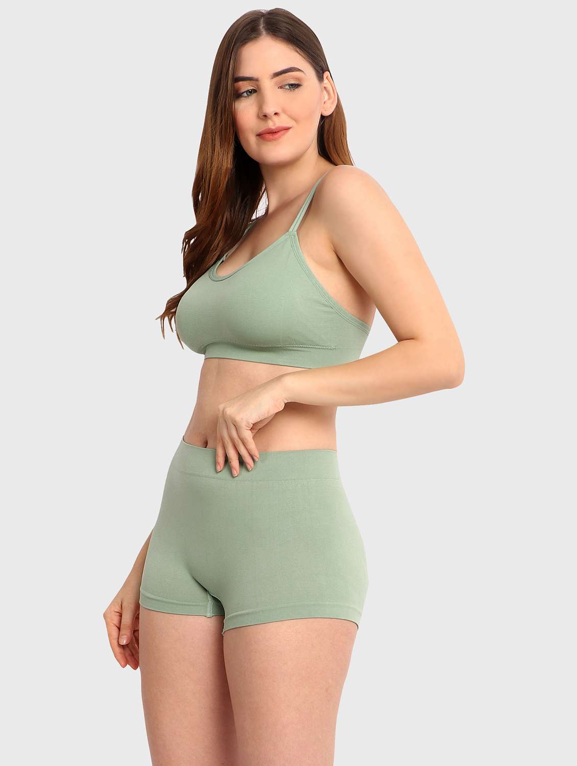 women solid bra and boy shorts set - 22080965 -  Standard Image - 2