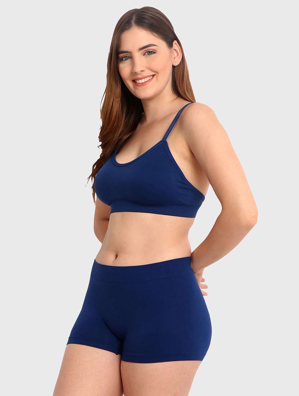 women solid bra and boy shorts set - 22080967 -  Standard Image - 2