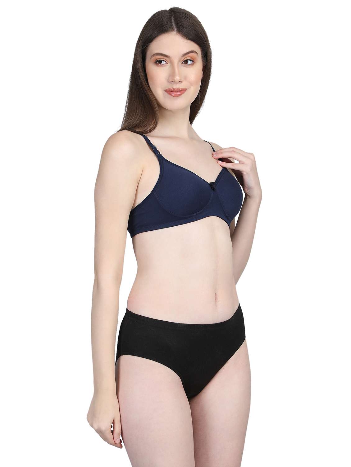 women solid bra and panty set - 22080972 -  Standard Image - 2