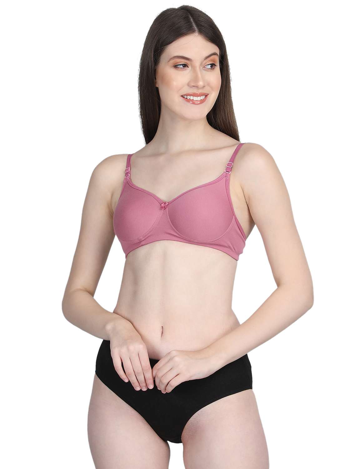women solid bra and panty set