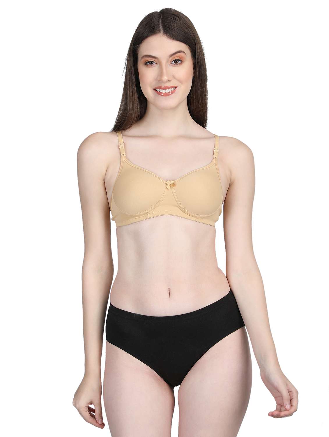 women solid bra and panty set