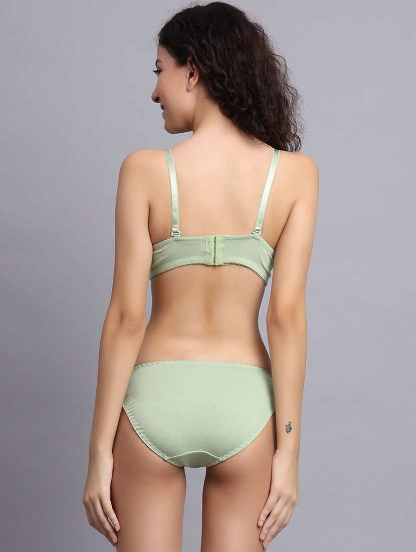 women solid lace bra and panty set - 22081033 -  Standard Image - 2