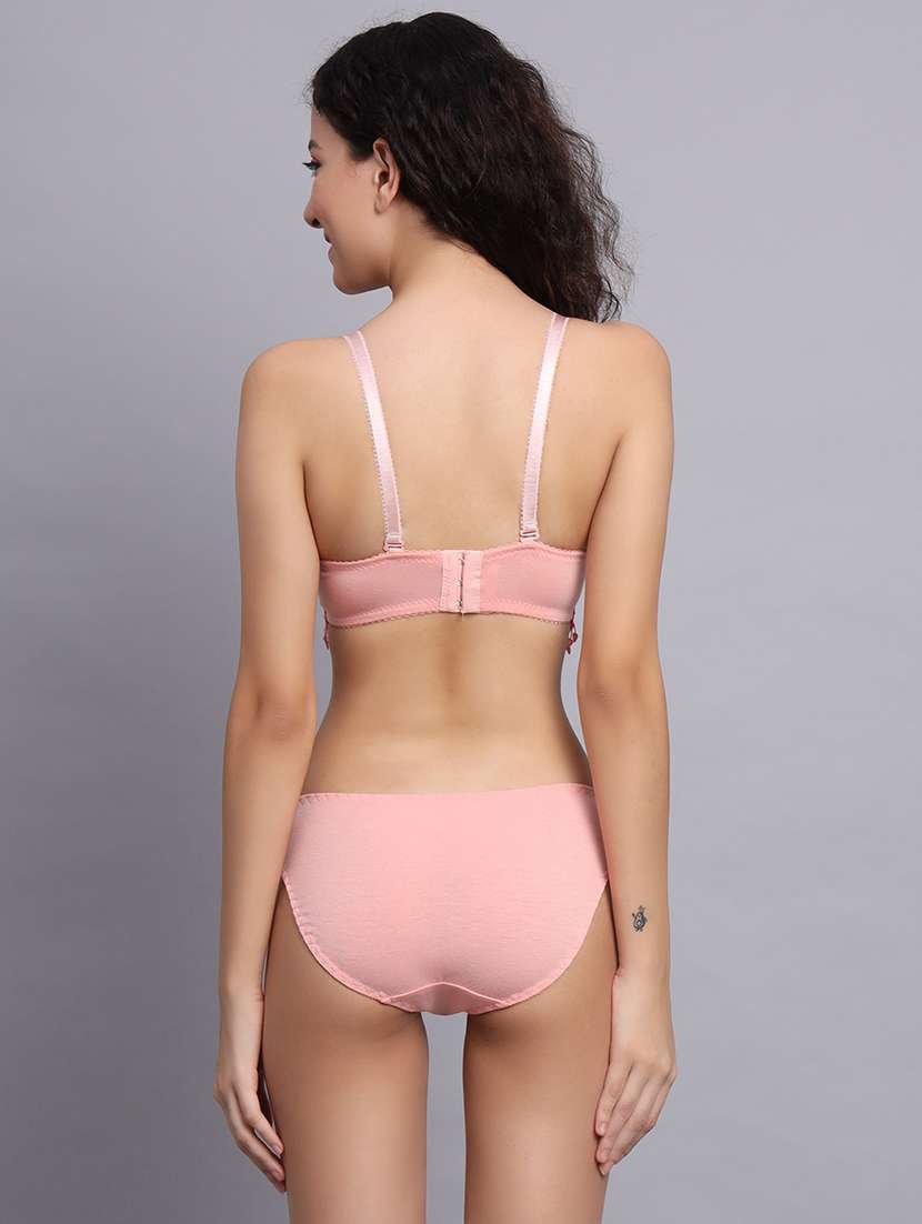 women solid lace bra and panty set - 22081034 -  Standard Image - 2