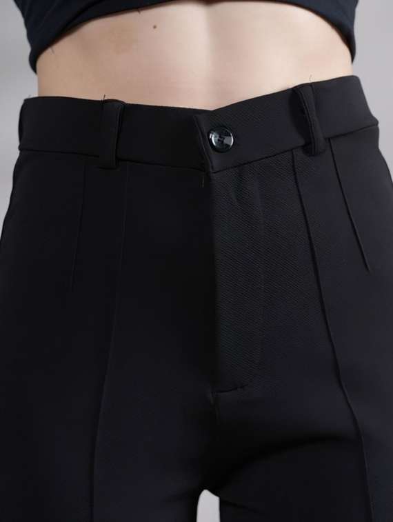 women solid high rise bootcut trouser - 22081067 -  Standard Image - 2