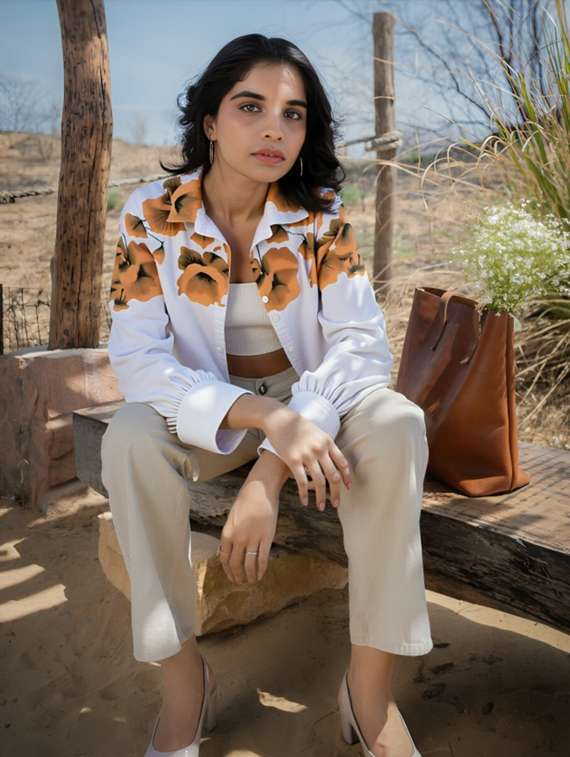 women floral print long sleeve collared shirt - 22081089 - Standard Image - 2
