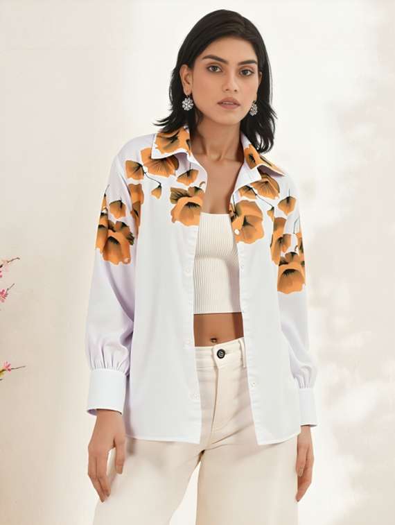 women floral print long sleeve collared shirt - 22081090 - Zoom Image - 0