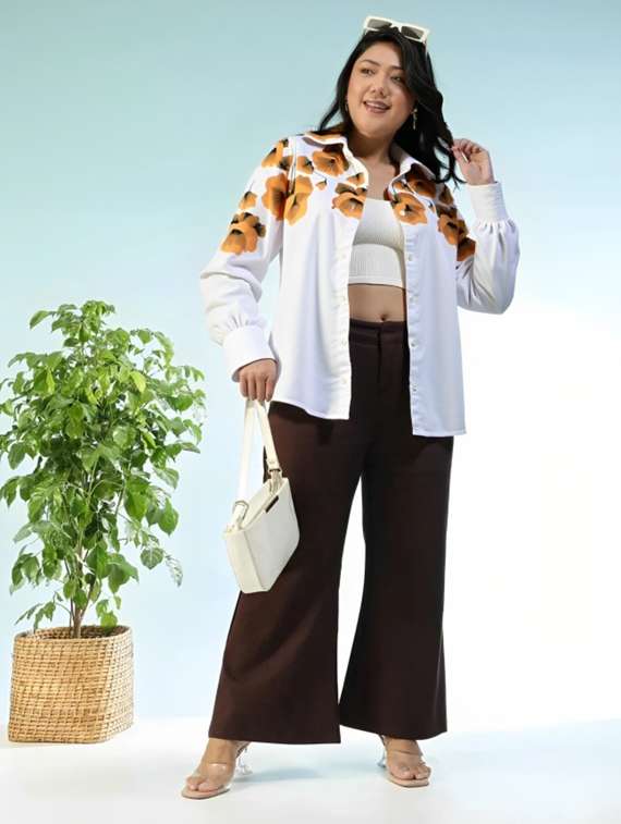 women floral print long sleeve collared shirt - 22081125 - Standard Image - 2