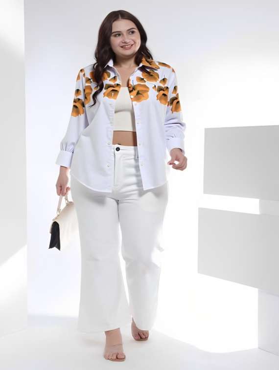 women floral print long sleeve collared shirt - 22081126 - Standard Image - 2
